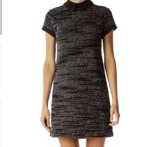 NWT Maison Jules Black White Threaded Collared Dress